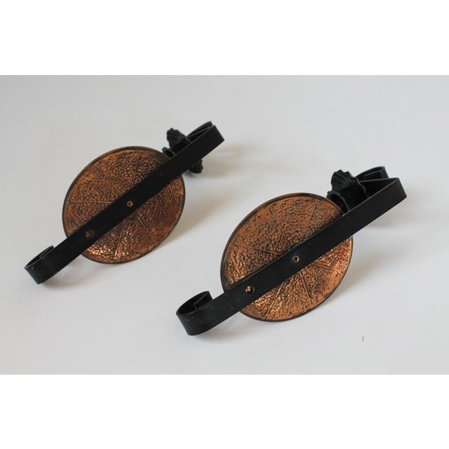 Metal Vintage Pair of Copper and Metal Candle Wall Sconces For Sale - Image 7 of 10
