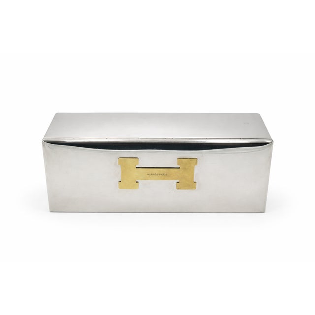 Mid 20th Century Vintage Hermes Paris H Box Jewelry Trinket Silverplate For Sale - Image 4 of 10