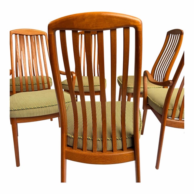 Mid-Century Modern 1970s Danish Modern Teak Dining Chairs, Set of 6 (2 Armchairs), Preben Schou Andersen Attributed For Sale - Image 3 of 12