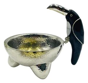 Silver Toucan Molcajete Bowl by Los Castillo, Taxco Mexico, 1960s