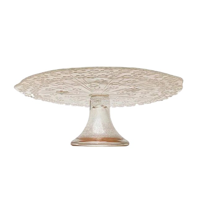 Vintage Scandinavian Glass Cake Plate Stand For Sale