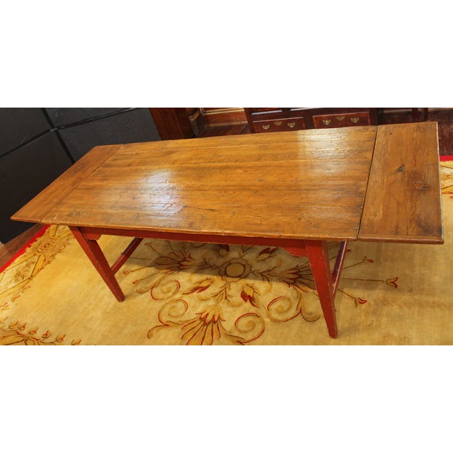 French Country Mid-19th Century French Canadian Country Farm Table For Sale - Image 3 of 9