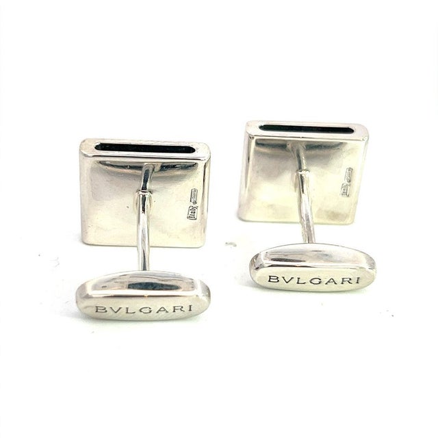 Modern Late 20th Century Bvlgari Bulgari Estate Cufflinks Sterling Silver, A Pair For Sale - Image 3 of 7