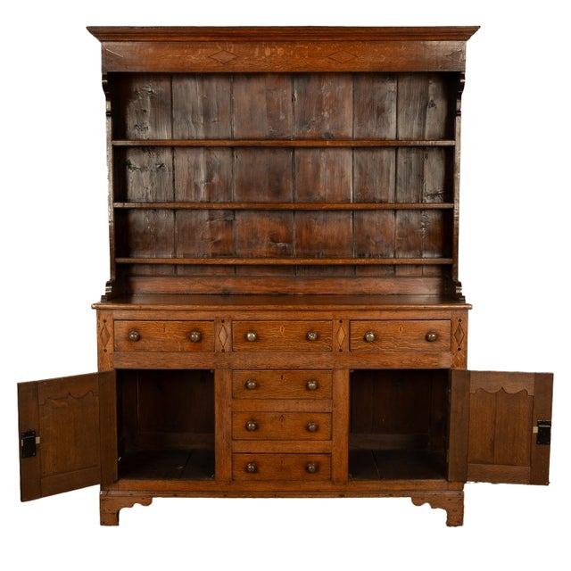 Antique 18th Century Georgian Oak Inlaid Welsh Dresser Plate Rack Sideboard 1780 For Sale - Image 10 of 11