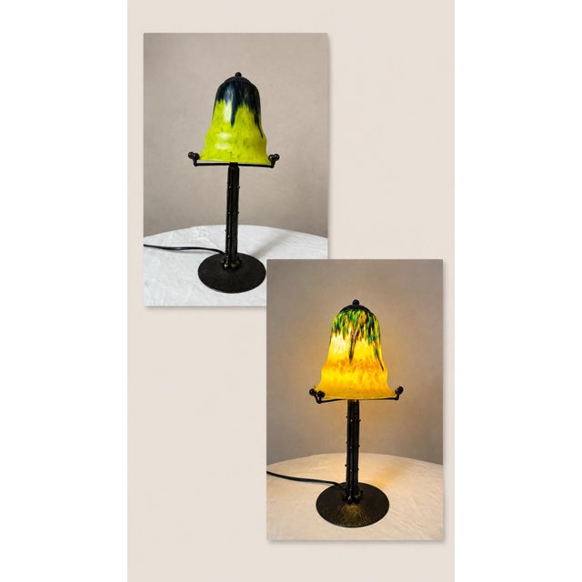 Art Deco Table Lamp in Frosted Glass, 1930s For Sale - Image 4 of 16