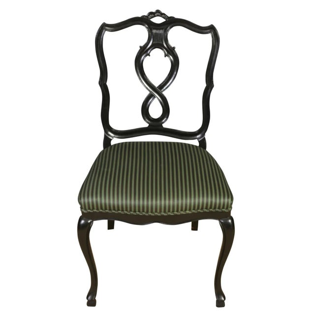 French Set of Eight Black Dining Chairs With Cabriole Legs For Sale - Image 3 of 9