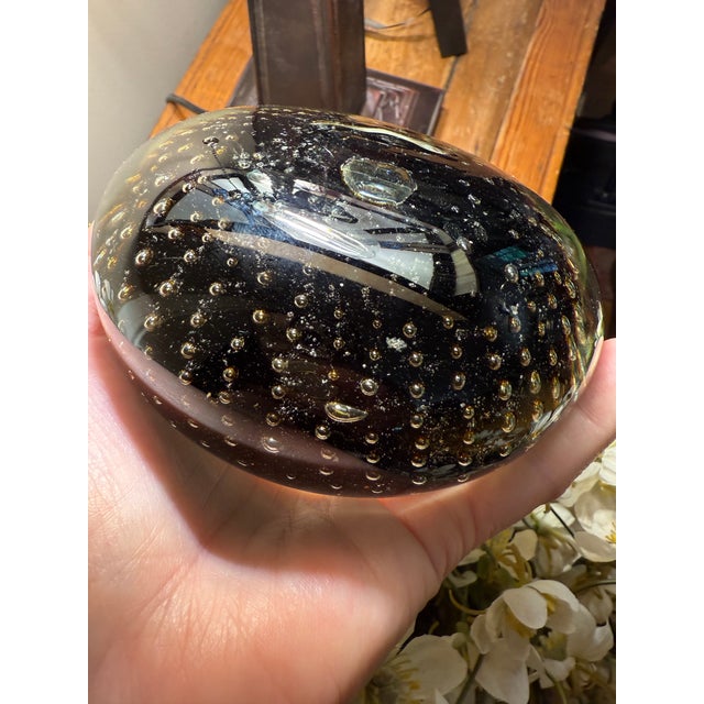 Black 1960s Controlled Bubbles Black Mushroom Shape Bookend Paper Weight For Sale - Image 8 of 9