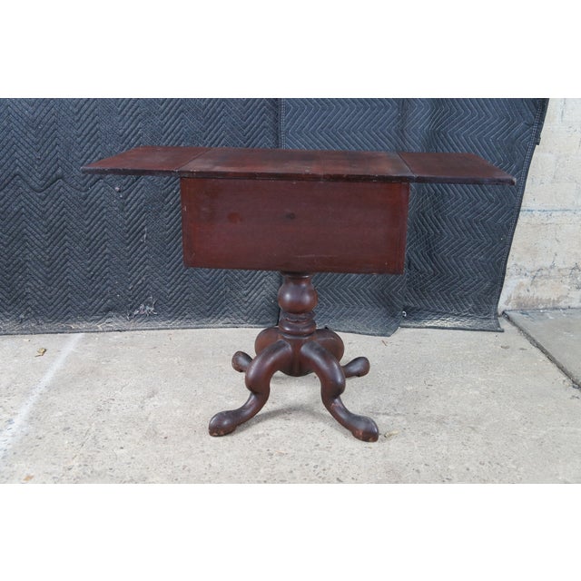 Antique American Empire Mahogany Drop Leaf Parlor Work Table Sewing Stand Chest For Sale - Image 16 of 16