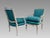 Late 20th Century French Style Bergere Armchairs With Teal Blue Upholstery by Sam Moore, a Pair For Sale - Image 5 of 14