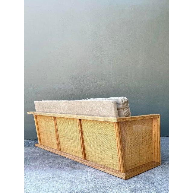Tan Vintage Lane Pencil Reed and Cane Sofa For Sale - Image 8 of 12