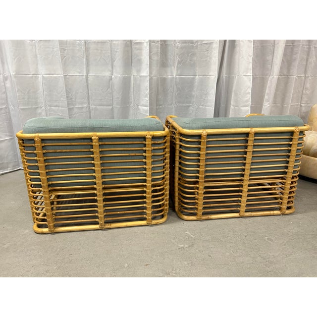 Late 20th Century Brown Jordan Rattan Rib Style Cube Chairs- a Pair ...