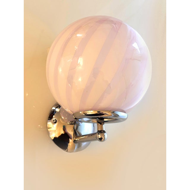 2020s Contemporary Pink Swirl “Rods” Murano Glass Wall Sconce-Set of Two For Sale - Image 5 of 5
