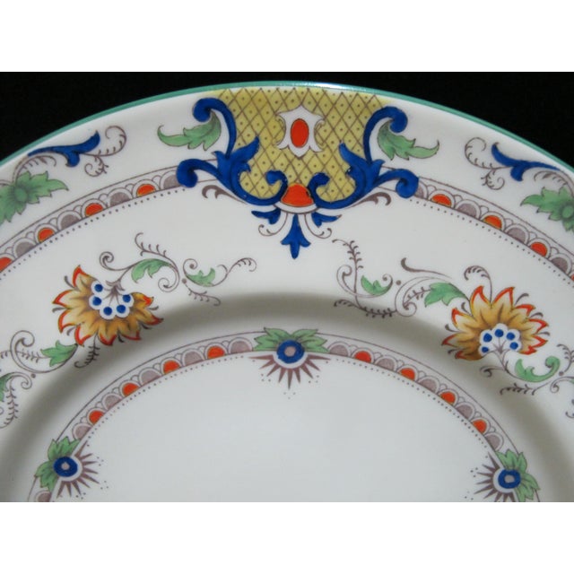 Traditional 19th Century Traditional Coalport England Ad 1750 Bright Colorful Floral 10 3/4" Dinner Plate - Set of 6 For Sale - Image 3 of 6