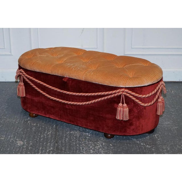 Antique Victorian Fabric Ottoman. It is a beautiful and functional piece of furniture, embodying the elegance and...