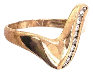 18 Karat Yellow Gold Contemporary Ring With Diamonds, Size 6