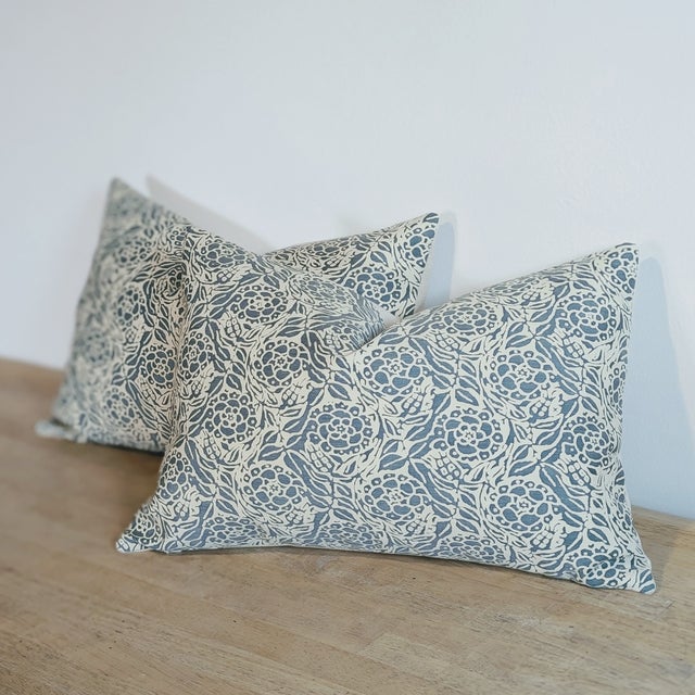 Not Yet Made - Made To Order Fortuny Fiori Lumbar Pillows in Storm Blue & Ivory For Sale - Image 5 of 6