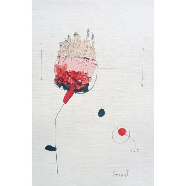 Red Set of 6 - One-of-a-Kind Organic Modern Framed Botanical Floral Oil Paintings by Diane Grant For Sale - Image 8 of 11