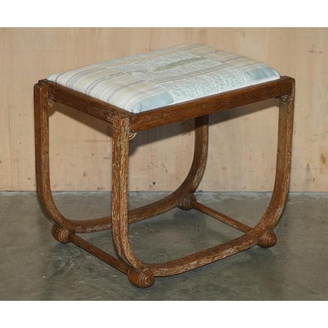 Art Deco Limed Oak Dressing Table and Stool from Heals London, 1920s, Set of 2 For Sale - Image 17 of 18