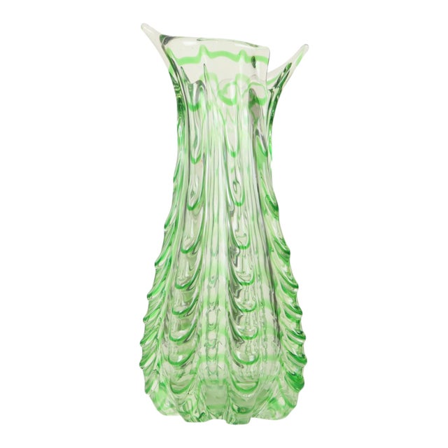 Large Vintage Green Glass Vase, 1960s For Sale - Image 4 of 18