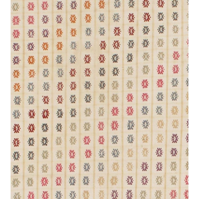 Turkish Vintage Turkish Cream Jajim Kilim Area Rug 6'8 X 12'2 For Sale - Image 3 of 8