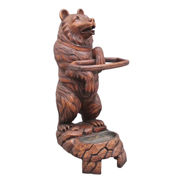 19th-Century Black Forest Bear Stick Stand For Sale