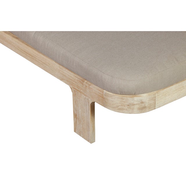 2020s Eclipse Outdoor Solid Teak Wood Natural Look Sun Lounger - Grey Fabric For Sale - Image 5 of 11