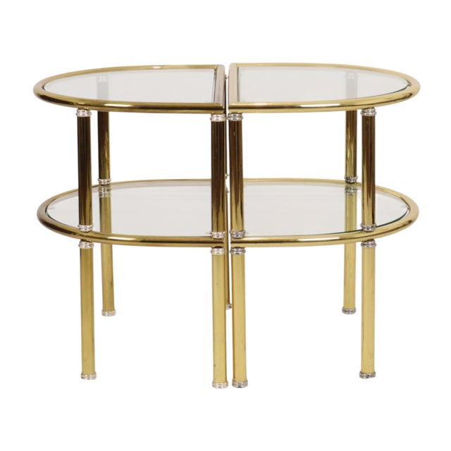 Gold Hollywood Regency Side Tables in Chrome and Smoked Glass, 1970s, Set of 2 For Sale - Image 8 of 18