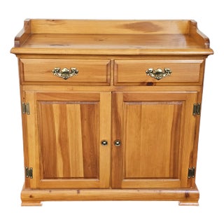 Mastercraft Early American Style Stained Solid Pine Two-Drawer Side Cabinet For Sale