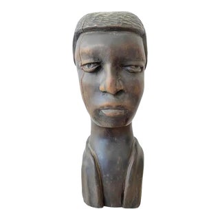Mid Century Hand Carved Bust Sculpture by Simeon C.1950 For Sale