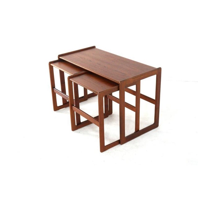 Vintage Nesting Tables by Arne Hovmand Olsen for Mogens Kold, 1960s, Set of 3 For Sale - Image 4 of 14