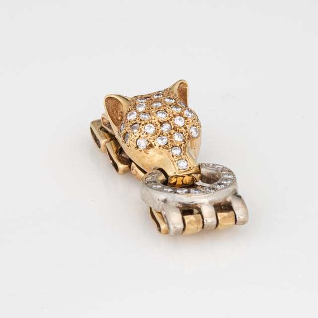 Panther Flex Ring Diamond Sz 6.5 Vintage 14k Gold Band Animal Jewelry Chain Link For Sale In Los Angeles - Image 6 of 6