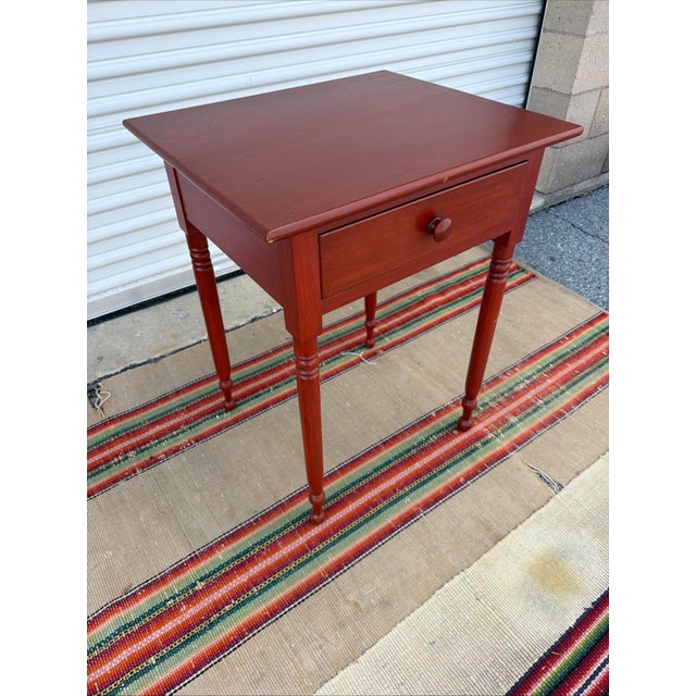 A Pennsylvania Turned Leg Red Wash Painted 1 Drawer Side Table, Circa 1840’s For Sale - Image 16 of 17