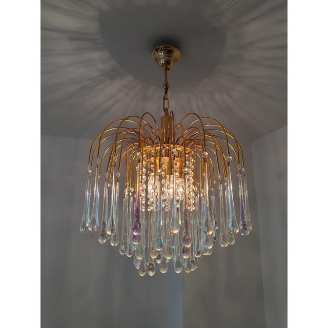 Murano Glass Teardrop Chandelier with Gilded Frame attributed to Paolo Venini, 1970s For Sale - Image 11 of 18
