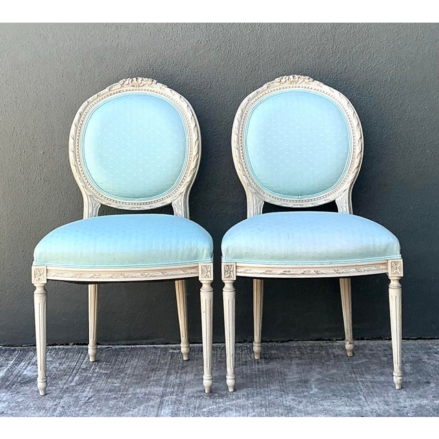 Wood Vintage Regency Medallion Back Chairs - A Pair For Sale - Image 7 of 12