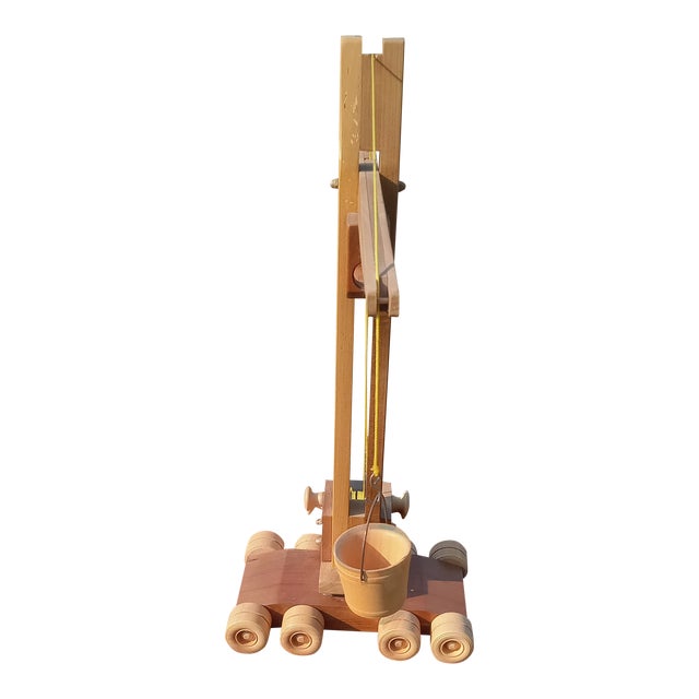 Vintage Handmade Wooden Toy Crane For Sale