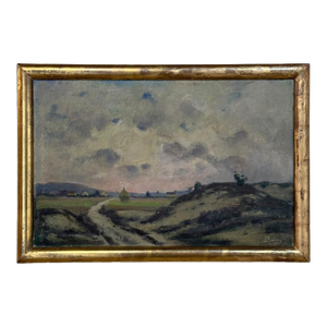 Framed Oil Painting on Canvas by Désiré Merny (1865–1947) 'Country Road at Dusk'
