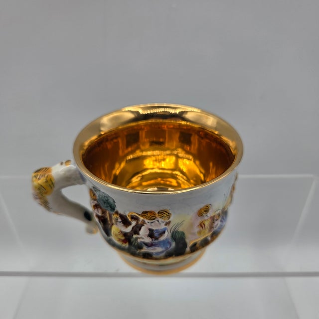 Mid 20th Century Mid 20th Century Italian Rococo Revival R. Capodimonte Porcelain Demitasse Tea Set of 5 - 10 pcs For Sale - Image 5 of 9