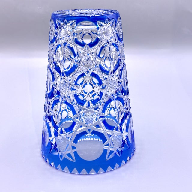 Art Deco Blue Cut-to-Clear Crystal Constellation Vase by Steven & Williams, 1930s For Sale - Image 16 of 18