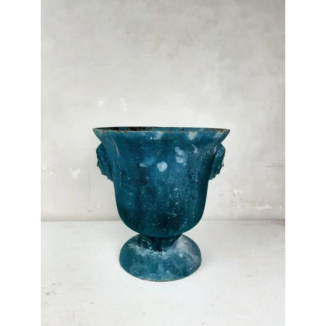 Antique Enamelled Cast Iron Vase For Sale - Image 3 of 11