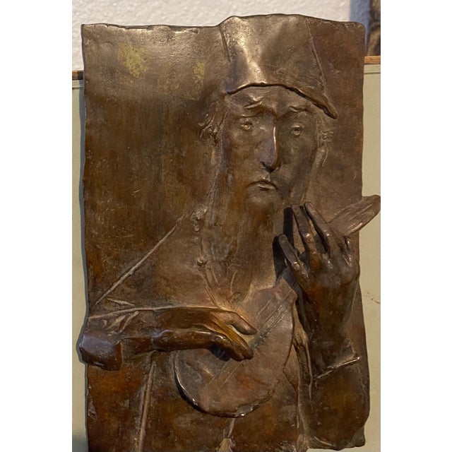 Metal David Aronson, Bronze Sculpture Relief Troubadour Figurative American Modernist David Aronson For Sale - Image 7 of 11