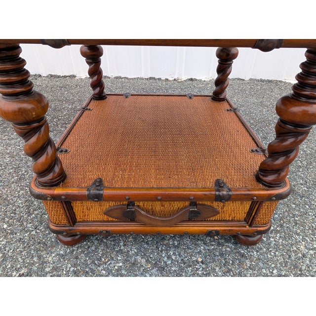 Wood Vintage Theodore Alexander Wicker Rattan Barley Twist Étagère Accent Chest of Drawers For Sale - Image 7 of 17