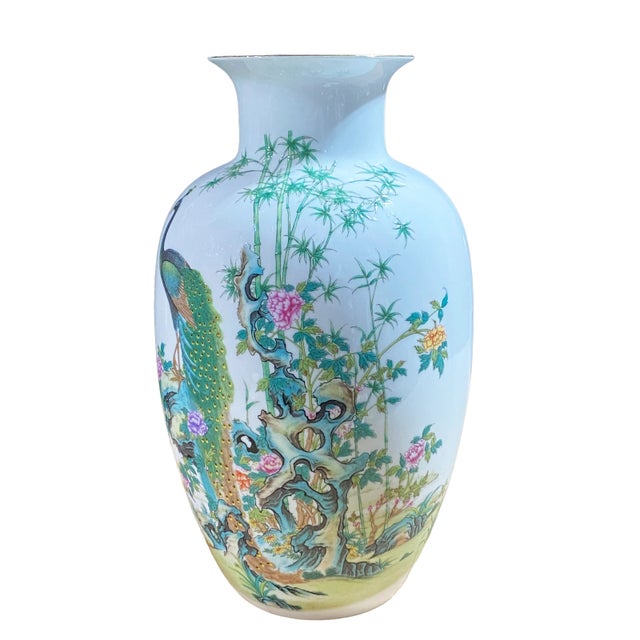Chinoiserie Porcelain Egg Shell Vase 14" H For Sale - Image 12 of 13