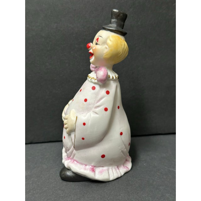 Figurative Vintage Late 20th Century Pink With Red Polka Dots Porcelain Clown Bell For Sale - Image 3 of 11