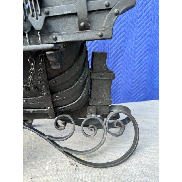 Metal Vintage Hand Forged Black Metal Pirates Ship For Sale - Image 7 of 10