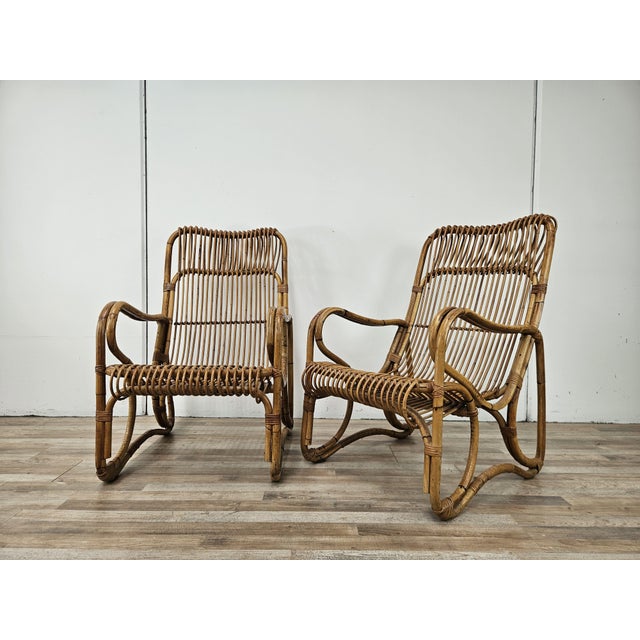 Vintage Wicker Armchairs, 1970, Set of 2 For Sale - Image 4 of 13
