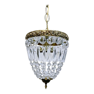 Vintage 1950s Italian Brass Basket Chandelier