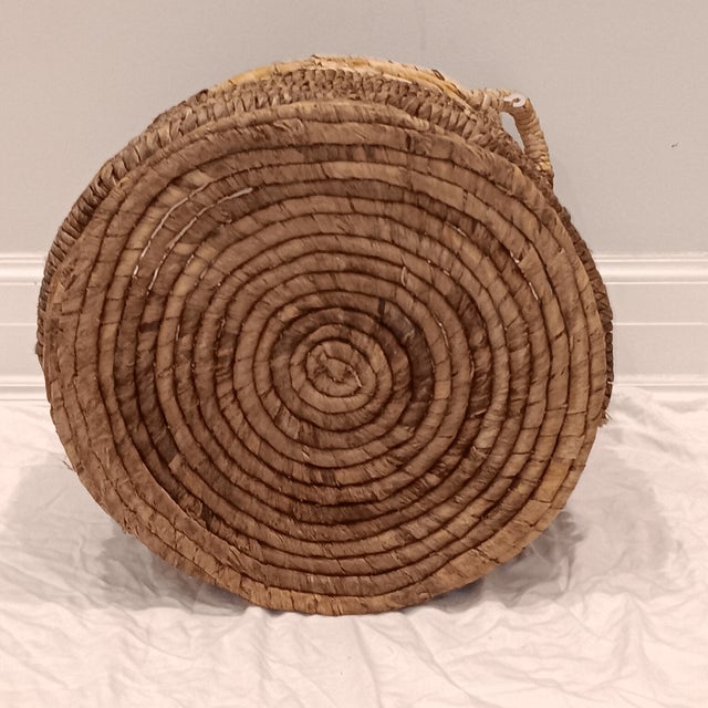 Mid 20th Century Large French Country Handwoven Rush Firewood Holder/Fireplace Basket For Sale - Image 5 of 10
