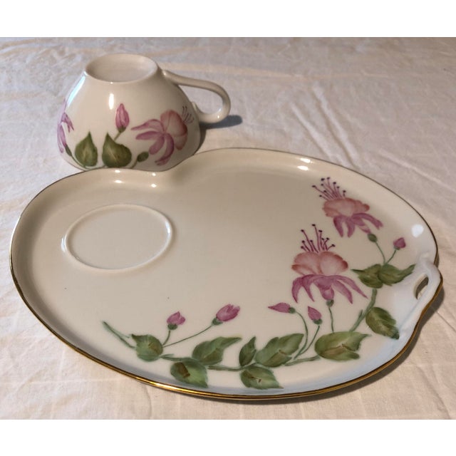 One of a Kind Unique Hand Painted Porcelain trays with matching coffee or tea cups. Painted by artist Wanda (Coble) Moore...