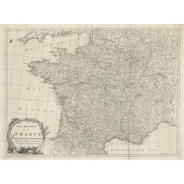 Large Antique Map of the Kingdom of France For Sale