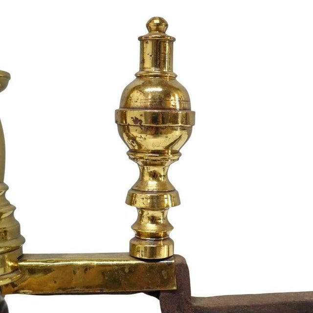 Brass Federal Style Brass Beehive Fireplace Andirons C1920 For Sale - Image 8 of 10